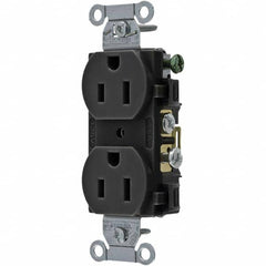 Hubbell Wiring Device-Kellems - 125V 15A NEMA 5-15R Commercial Grade Black Straight Blade Duplex Receptacle - Best Tool & Supply