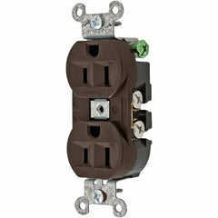 Hubbell Wiring Device-Kellems - 125V 15A NEMA 5-15R Industrial Grade Brown Straight Blade Duplex Receptacle - Best Tool & Supply