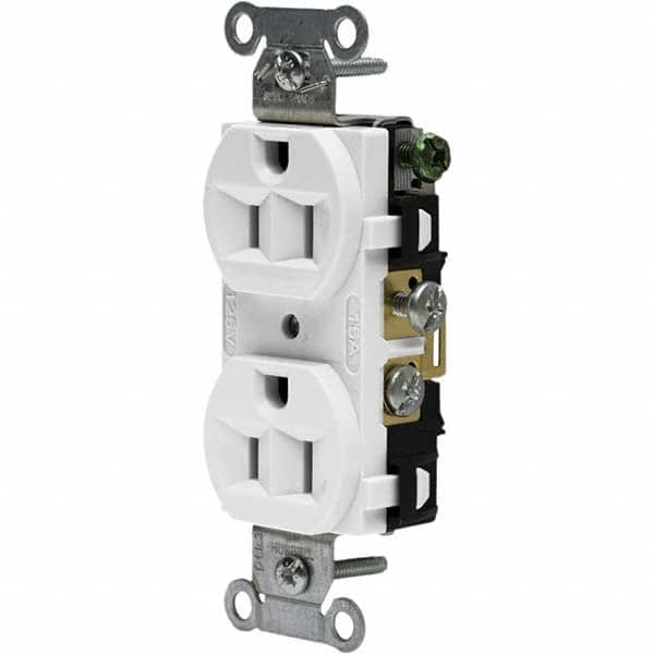 Hubbell Wiring Device-Kellems - 125V 15A NEMA 5-15R Commercial Grade White Straight Blade Duplex Receptacle - Best Tool & Supply