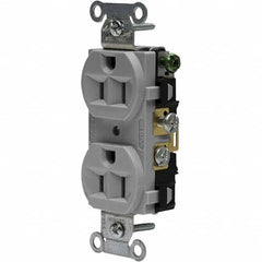 Hubbell Wiring Device-Kellems - 125V 15A NEMA 5-15R Commercial Grade Gray Straight Blade Duplex Receptacle - Best Tool & Supply