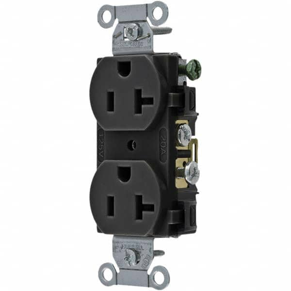 Hubbell Wiring Device-Kellems - 125V 20A NEMA 5-20R Commercial Grade Black Straight Blade Duplex Receptacle - Best Tool & Supply