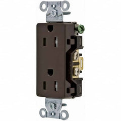 Hubbell Wiring Device-Kellems - 125V 15A NEMA 5-15R Commercial Grade Brown Straight Blade Duplex Receptacle - Best Tool & Supply