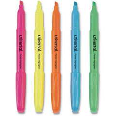 Highlighter Marker: Assorted Color, Fluorescent, Chisel Point 5 Pc