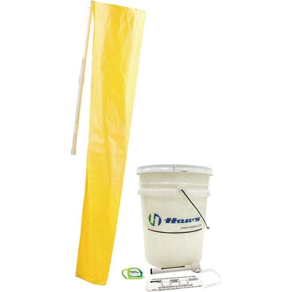 Haws - 12" Long x 12" Wide x 78" High, Plumbed Wash Station Compliance Test Kit - Includes 5 Gal Bucket, Shower Sock, Water Pole, Eyewash Gauge, Tape Measure, Thermometer - Best Tool & Supply