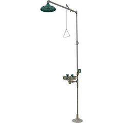 Haws - 25 GPM shower Flow, Drench shower & Eyewash Station - Bowl, Push Flag Activated, Galvanized Steel Pipe, Plastic Shower Head, Corrosion Resistant - Best Tool & Supply