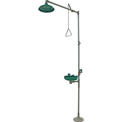 Haws - 25 GPM shower Flow, Drench shower & Eyewash Station - Bowl, Push Flag Activated, Galvanized Steel Pipe, Plastic Shower Head - Best Tool & Supply