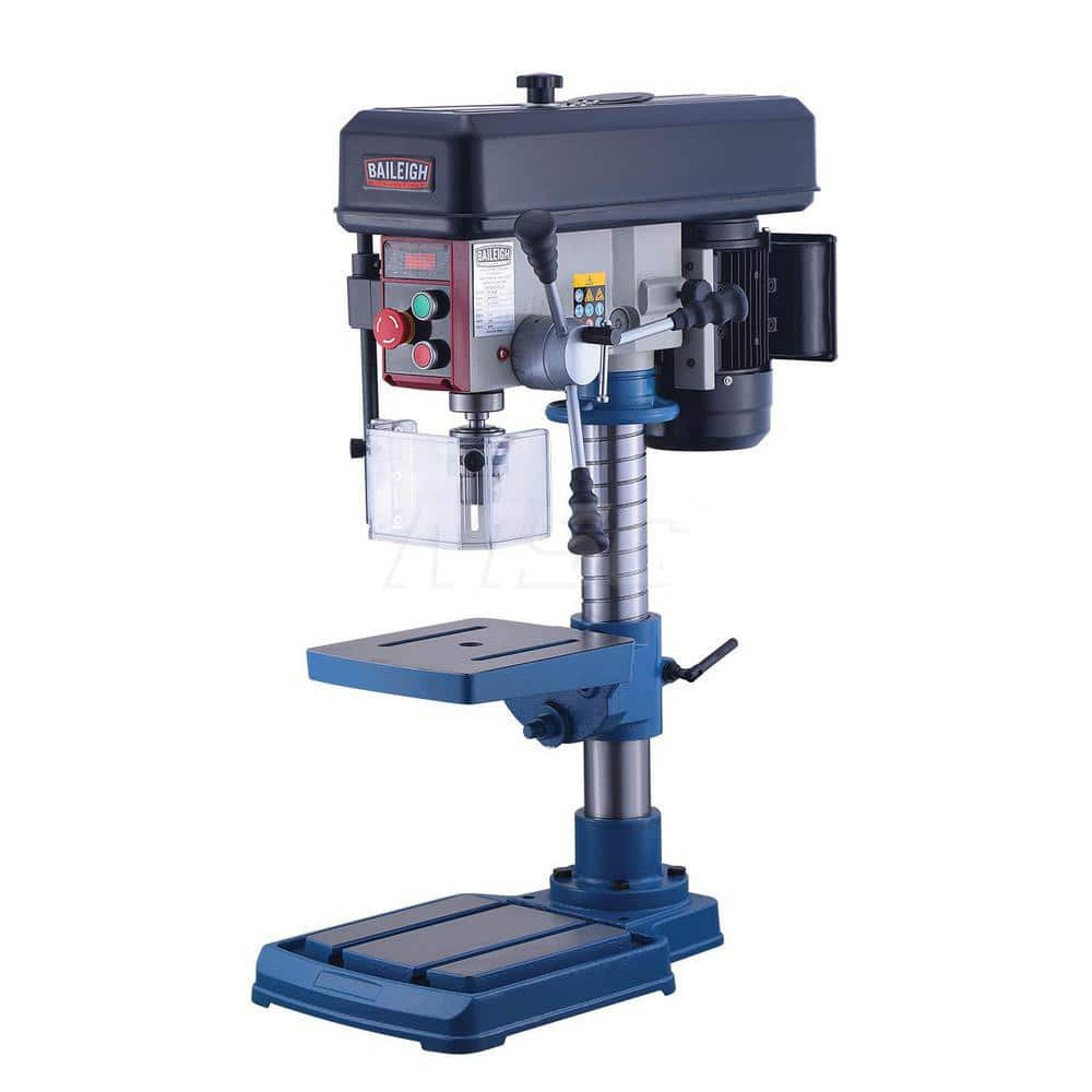 Floor Drill Press: 14″ Swing, 110V 5 Speed, 3-1/2″ Spindle Travel