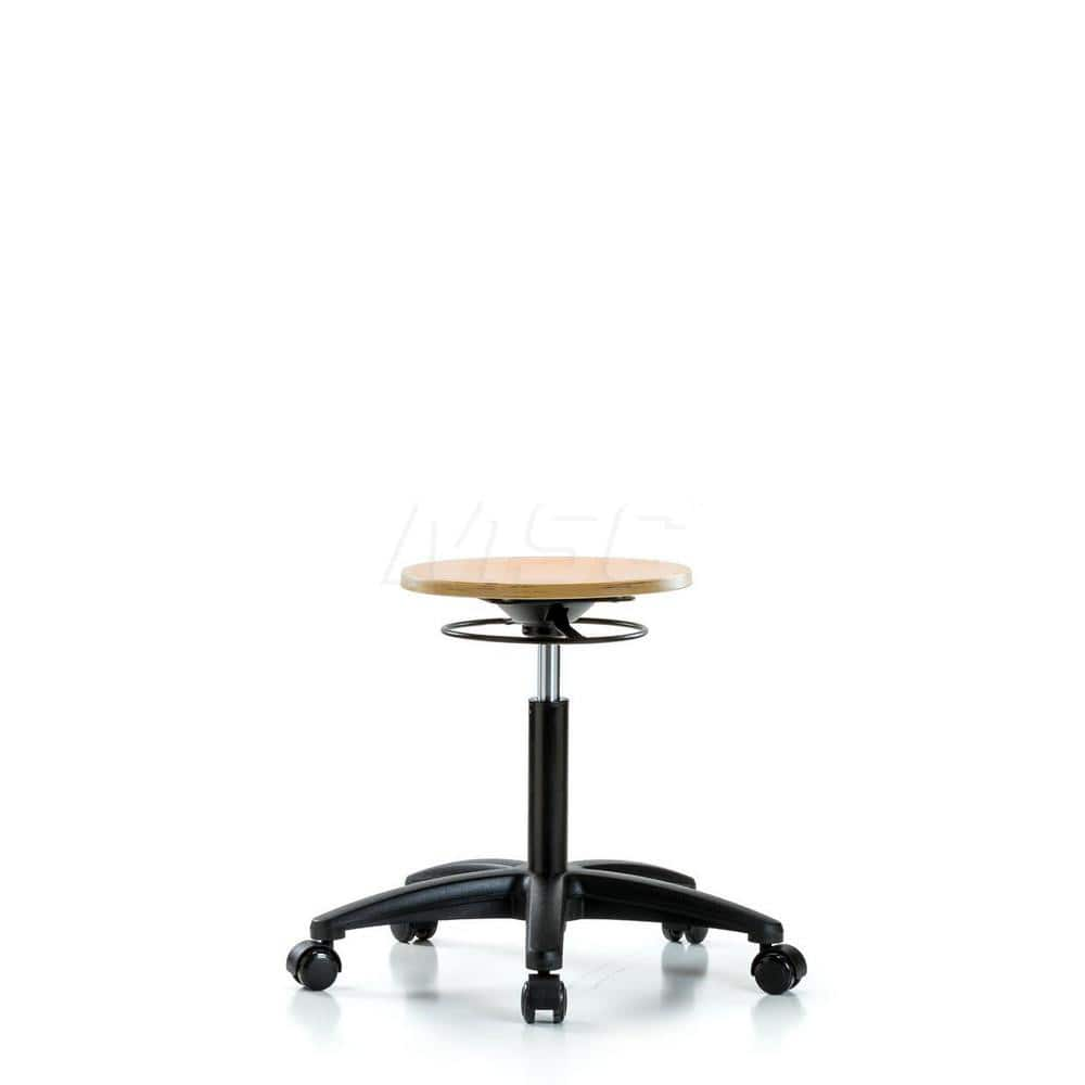 Adjustable Height Swivel Stool: Wood, 25″ Seat Width, 25″ Seat Depth Round Height