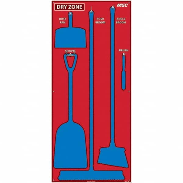 30 x 68″ Acrylic Shadow Board 1 Panel, 5 Hooks, Red/Blue