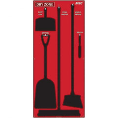 30 x 68″ Acrylic Shadow Board 1 Panel, 5 Hooks, Red/Black