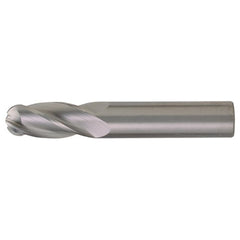 ‎5/16″ Dia. × 5/16″ Shank × 13/16″ DOC × 2-1/2″ OAL, Carbide TiAlN, Spiral , 4 Flute, CW Helix, Round, Ballnose End Mill - Exact Industrial Supply