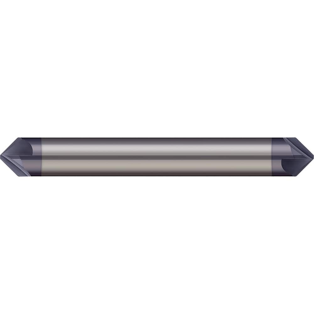 Micro 100 - 1/2" Diam 60°/120° 6-Flute Double End Solid Carbide Chamfer Mill - Exact Industrial Supply