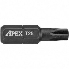 Apex - 1/4" Drive T25 Torx Screwdriver Bit - 1" OAL, Insert Bit - Best Tool & Supply