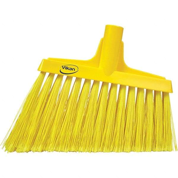 Vikan - 11-1/2" Wide, Yellow Polyester Bristles, Angled Broom - Flagged, Water Resistant - Best Tool & Supply