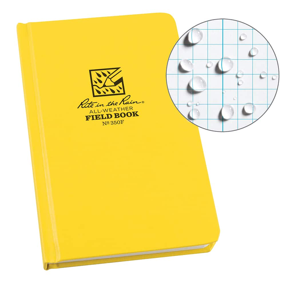 Rite in the Rain - Note Pads, Writing Pads & Notebooks; Writing Pads & Notebook Type: Notebook ; Size: 4-3/4 x 7-1/2 ; Number of Sheets: 80 ; Color: Yellow ; Additional Information: Weatherproof - Exact Industrial Supply