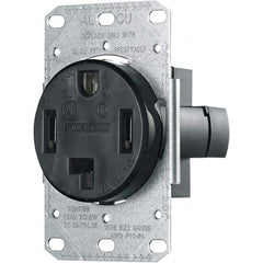 Hubbell Wiring Device-Kellems - 125/250 VAC 30A NEMA 14-30R Residential Grade Black Straight Blade Single Receptacle - Best Tool & Supply