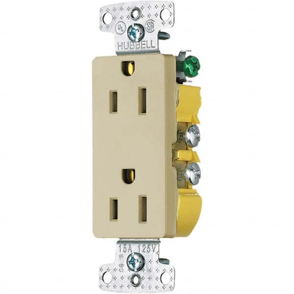 Hubbell Wiring Device-Kellems - 125V 15A NEMA 5-15R Residential Grade Ivory Straight Blade Duplex Receptacle - Best Tool & Supply