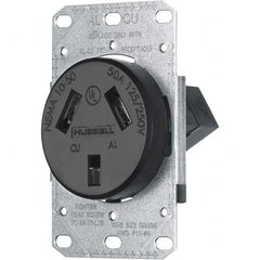 Hubbell Wiring Device-Kellems - 125/250 VAC 50A NEMA 10-50R Residential Grade Black Straight Blade Single Receptacle - Best Tool & Supply