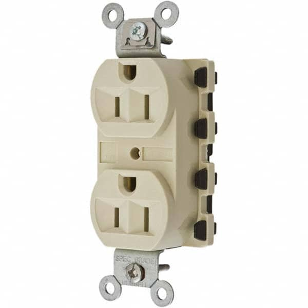 Hubbell Wiring Device-Kellems - 125V 15A NEMA 5-15R Specification Grade Ivory Straight Blade Duplex Receptacle - Best Tool & Supply