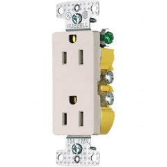 Hubbell Wiring Device-Kellems - 125V 15A NEMA 5-15R Residential Grade Light Almond Straight Blade Duplex Receptacle - Best Tool & Supply