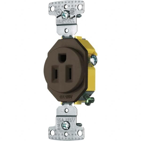 Hubbell Wiring Device-Kellems - 125V 15A NEMA 5-15R Residential Grade Brown Straight Blade Single Receptacle - Best Tool & Supply