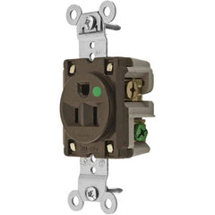 Hubbell Wiring Device-Kellems - 125V 15A NEMA 5-15R Hospital Grade Brown Straight Blade Single Receptacle - Best Tool & Supply