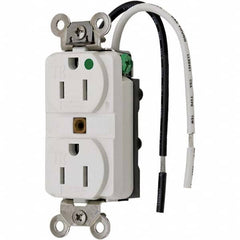 Hubbell Wiring Device-Kellems - 125V 15A NEMA 5-15R Hospital Grade White Straight Blade Duplex Receptacle - Best Tool & Supply