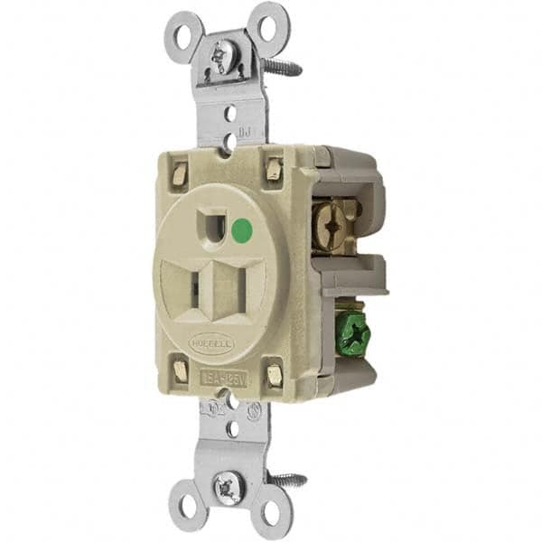 Hubbell Wiring Device-Kellems - 125V 15A NEMA 5-15R Hospital Grade Ivory Straight Blade Single Receptacle - Best Tool & Supply