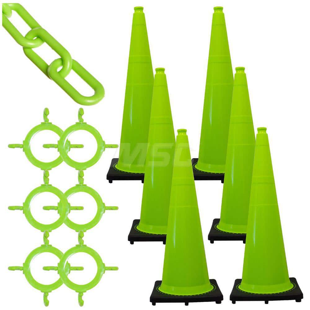 Barrier Rope & Chain; Type: Traffic Cone & Chain Kit; Material: Plastic; Color: Safety Green; Rope/Chain Material: Plastic; Hook Fitting Material: None; Snap End Material: None; Color: Safety Green; Length (Feet): 50.00; 50.000; Overall Length: 50.00