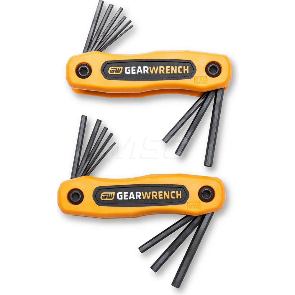 Hex Key Sets; Tool Type: Hex; Handle Type: Fold-Up; Measurement Type: SAE; Metric; Hex Size Range (Inch): 5/64 - 1/4; Hex Size Range (mm): 2.5 - 10