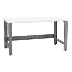 Stationary Work Bench: 72″ Wide, 36″ Deep, 36″ High, Gray & White 1,200 lb Capacity