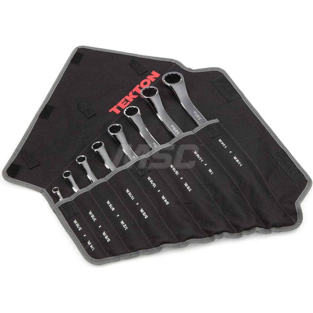 Wrench Set: 8 Pc, Inch Chrome-Plated