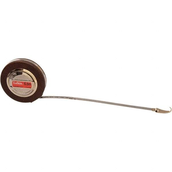 Lufkin - 20' x 10mm Silver Steel Blade Tape Measure - 1" Graduation, Decimal/Metric Graduation Style, Brown Vinyl Clad Steel Case - Best Tool & Supply