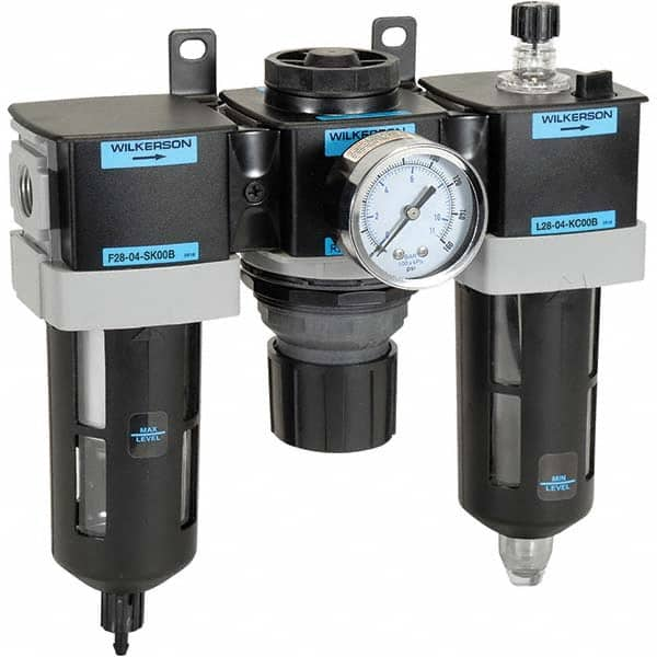 Wilkerson - Filter, Regulator & Lubricator (FRL) Units Configuration: 3 Pc. Filter-Regulator-Lubricator Body Type: Standard - Best Tool & Supply