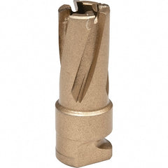 Annular Cutter: 9/16″ Dia, 3/4″ Depth of Cut, Carbide Tipped 5/8″ Shank Dia, Rotaloc Twist-Style Shank, Oxide & Straw Finish