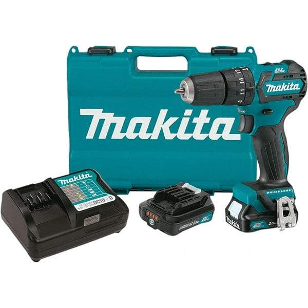 Makita - 12 Volt 3/8" Keyless Chuck Cordless Hammer Drill - 0 to 22,500 BPM, 0 to 1,500 RPM, Reversible - Best Tool & Supply