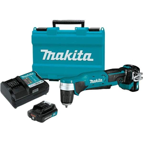 Makita - 12 Volt 3/8" Chuck Right Angle Handle Cordless Drill - 0-1100 RPM, Keyless Chuck, Reversible, 2 Lithium-Ion Batteries Included - Best Tool & Supply