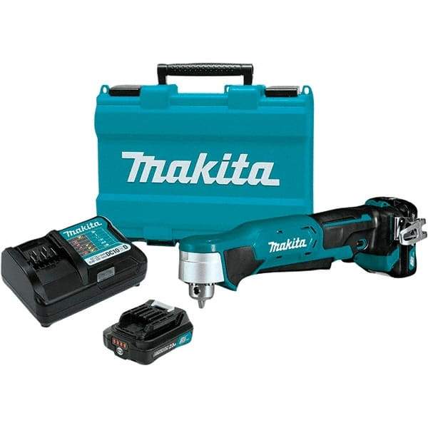 Makita - 12 Volt 3/8" Chuck Right Angle Handle Cordless Drill - 0-1100 RPM, Keyless Chuck, Reversible, 2 Lithium-Ion Batteries Included - Best Tool & Supply