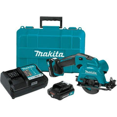 Makita - 12 Volt, 3-3/8" Blade, Cordless Circular Saw - 1,500 RPM, 2 Lithium-Ion Batteries Included - Best Tool & Supply