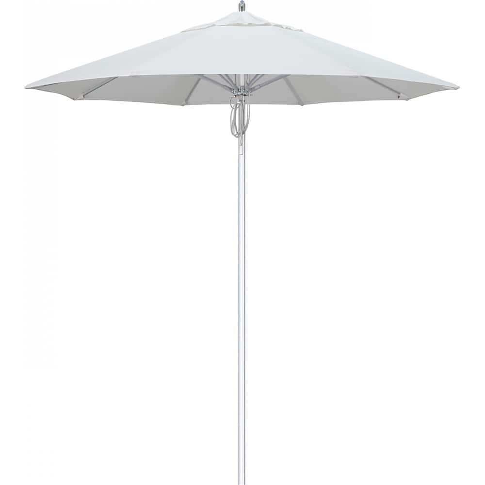 California Umbrella - Patio Umbrellas; Umbrella Diameter (Inch): 90 ; Height (Feet): 8.666 ; Fabric Color: Natural ; Base Included: No ; Frame Material: Aluminum ; Frame Color: Silver - Exact Industrial Supply