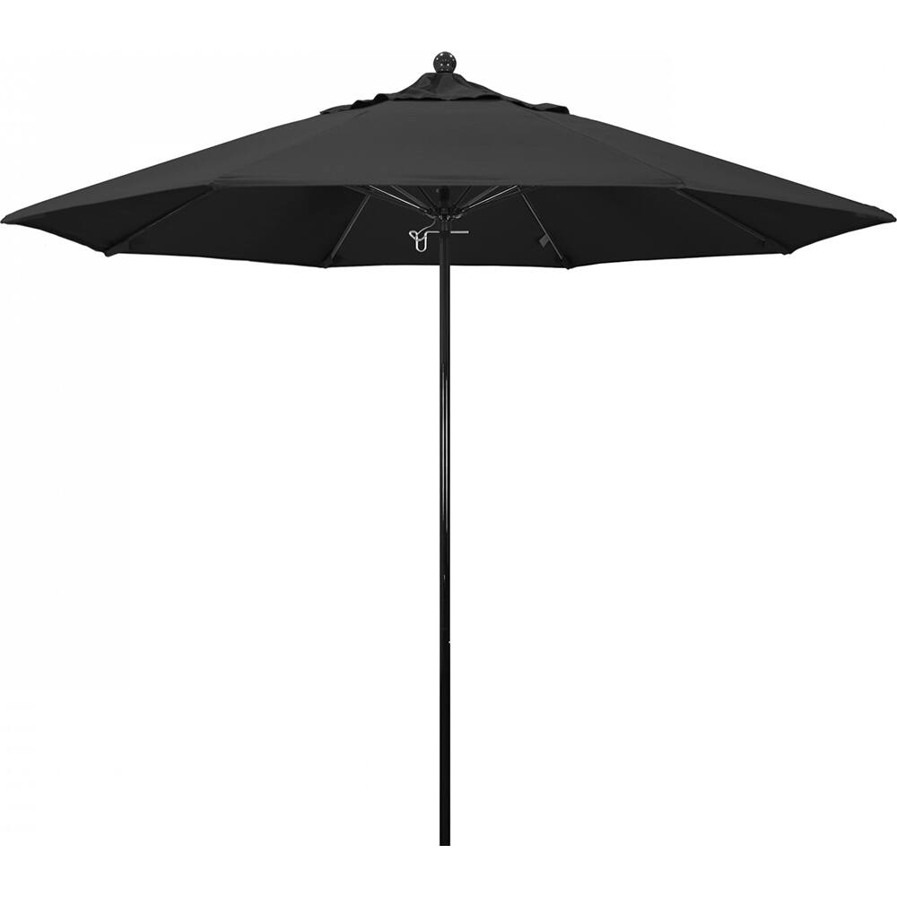 California Umbrella - Patio Umbrellas; Umbrella Diameter (Inch): 108 ; Height (Feet): 8.750 ; Fabric Color: Black ; Base Included: No ; Frame Material: Fiberglass-reinforced Nylon ; Frame Color: Black - Exact Industrial Supply