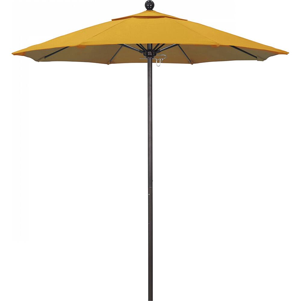 California Umbrella - Patio Umbrellas; Umbrella Diameter (Inch): 90 ; Height (Feet): 8.000 ; Fabric Color: Lemon ; Base Included: No ; Frame Material: Aluminum ; Frame Color: Bronze - Exact Industrial Supply