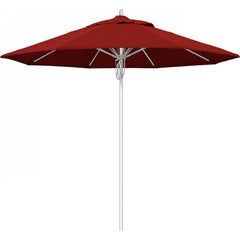 California Umbrella - Patio Umbrellas; Umbrella Diameter (Inch): 108 ; Height (Feet): 8.666 ; Fabric Color: Red ; Base Included: No ; Frame Material: Aluminum ; Frame Color: Silver - Exact Industrial Supply