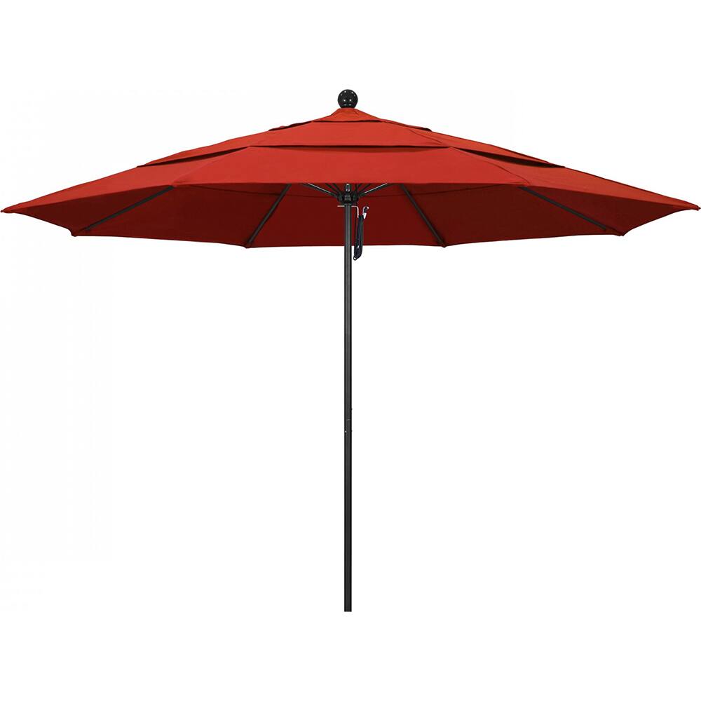 California Umbrella - Patio Umbrellas; Umbrella Diameter (Inch): 132 ; Height (Feet): 8.916 ; Fabric Color: Sunset ; Base Included: No ; Frame Material: Aluminum ; Frame Color: Black - Exact Industrial Supply