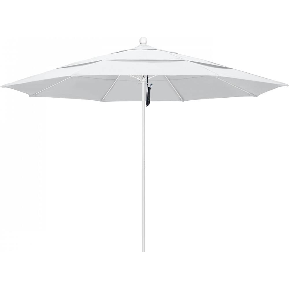 California Umbrella - Patio Umbrellas; Umbrella Diameter (Inch): 132 ; Height (Feet): 8.916 ; Fabric Color: White ; Base Included: No ; Frame Material: Aluminum ; Frame Color: White - Exact Industrial Supply