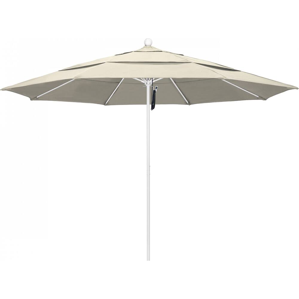 California Umbrella - Patio Umbrellas; Umbrella Diameter (Inch): 132 ; Height (Feet): 8.916 ; Fabric Color: Beige ; Base Included: No ; Frame Material: Aluminum ; Frame Color: White - Exact Industrial Supply