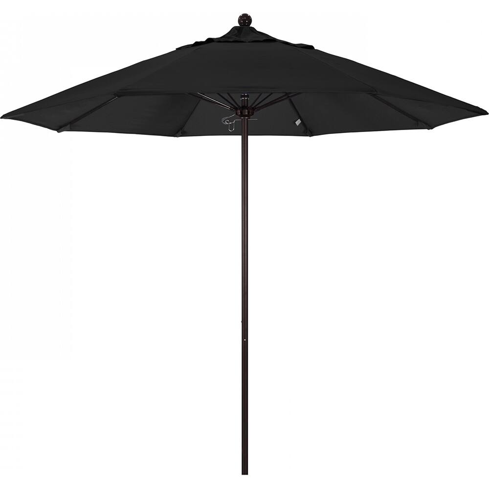 California Umbrella - Patio Umbrellas; Umbrella Diameter (Inch): 108 ; Height (Feet): 8.583 ; Fabric Color: Black ; Base Included: No ; Frame Material: Aluminum ; Frame Color: Bronze - Exact Industrial Supply