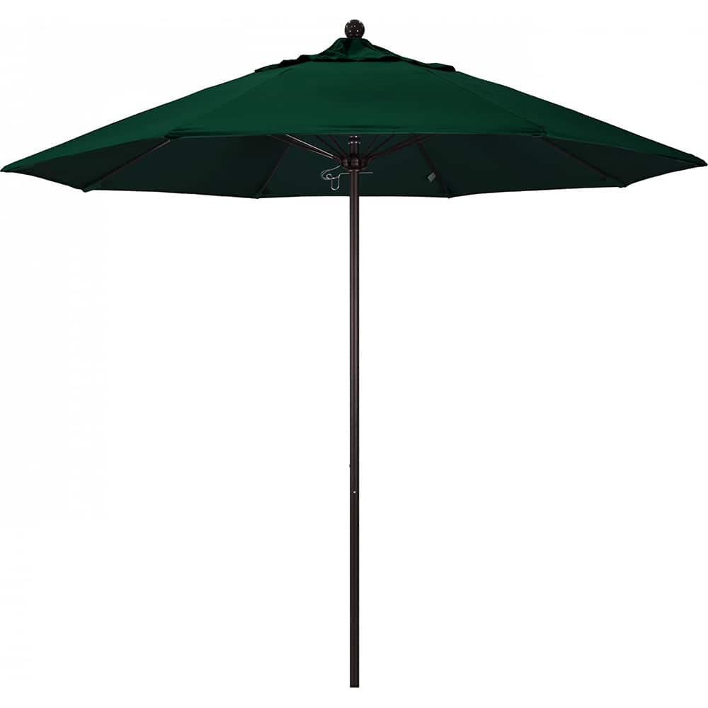 California Umbrella - Patio Umbrellas; Umbrella Diameter (Inch): 108 ; Height (Feet): 8.583 ; Fabric Color: Hunter Green ; Base Included: No ; Frame Material: Aluminum ; Frame Color: Bronze - Exact Industrial Supply