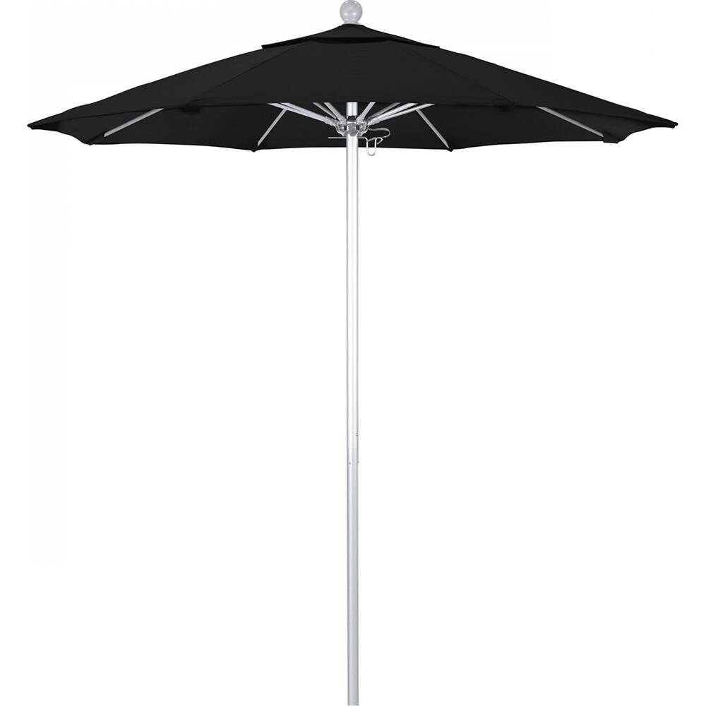 California Umbrella - Patio Umbrellas; Umbrella Diameter (Inch): 90 ; Height (Feet): 8.000 ; Fabric Color: Black ; Base Included: No ; Frame Material: Aluminum ; Frame Color: Silver - Exact Industrial Supply