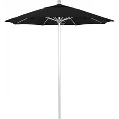 California Umbrella - Patio Umbrellas; Umbrella Diameter (Inch): 90 ; Height (Feet): 8.000 ; Fabric Color: Black ; Base Included: No ; Frame Material: Aluminum ; Frame Color: Silver - Exact Industrial Supply